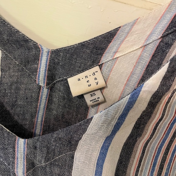 A New Day Tie-Shoulder Linen Tank in Nautical Stripe - Picture 2 of 5